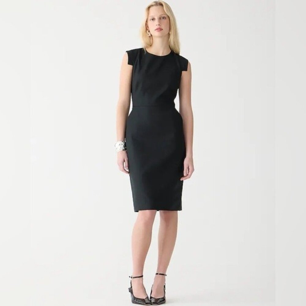 NWT J.Crew Resume Sheath in Black Italian Stretch Wool Dress 4 $228